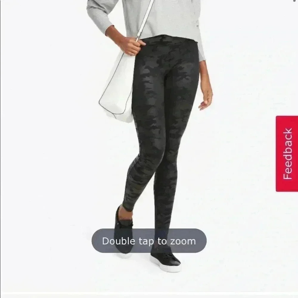 Spanx Faux Leather Black Camo Legging NWT